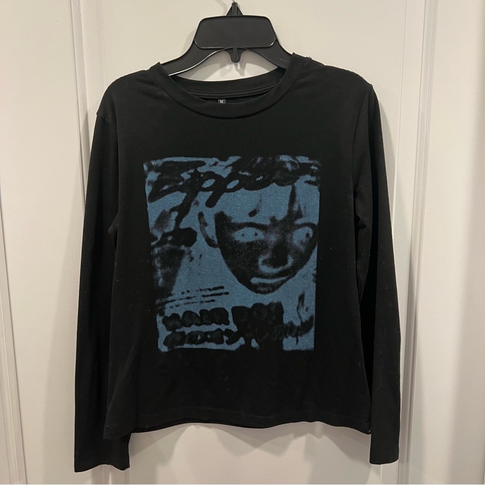 Emmiol Long Sleeve Cyber Girl Black And Blue Long Sleeve Shirt